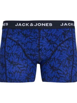 Lot de 3 boxers classiques en coton bleus à imprimé tropical et fleuri