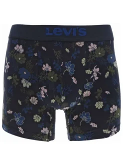 Lot de 2 boxers classiques en coton bleus marine fleuris à ceinture élastiquée