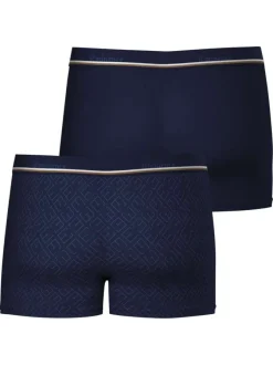 Lot de 2 boxers classiques en coton bleus marine à imprimé monogrammes