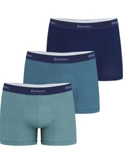 Lot de 3 boxers classiques en coton bleus unis avec le nom de la marque