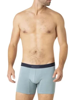 Lot de 3 boxers classiques en coton bleus unis avec le nom de la marque