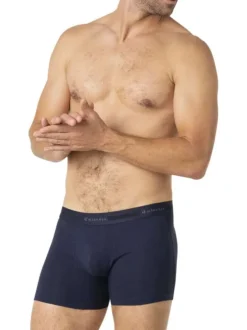 Lot de 3 boxers classiques en coton bleus unis avec le nom de la marque
