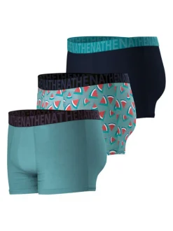 Lot de 3 boxers classiques en coton bleus unis et imprimés à coupe fermée