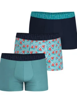 Lot de 3 boxers classiques en coton bleus unis et imprimés à coupe fermée