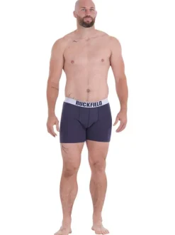 Lot de 2 boxers classiques en coton bleu unis avec une coupe fermée