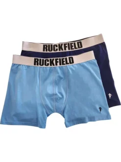 Lot de 2 boxers classiques en coton bleu unis avec une coupe fermée