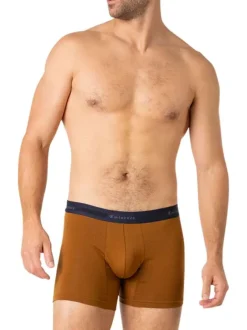 Lot de 3 boxers classiques en coton camel avec le nom de la marque