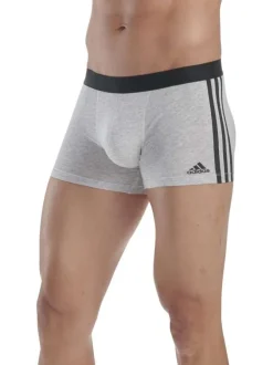 Lot de 3 boxers classiques en coton gris unis avec coupe fermée et élastiqués