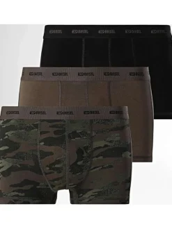 Lot de 3 boxers classiques en coton kaki à imprimé camouflage