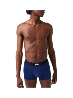 Lot de 3 boxers classiques en coton marine, gris et bleu coupe fermée