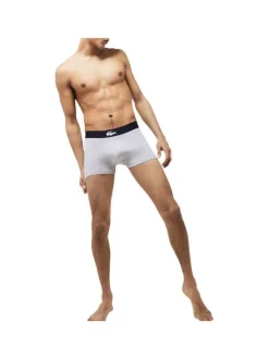Lot de 3 boxers classiques en coton marine, gris et bleu coupe fermée