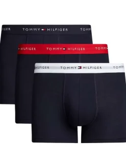 Lot de 3 Boxers classiques en coton marine uni avec tailles colorées