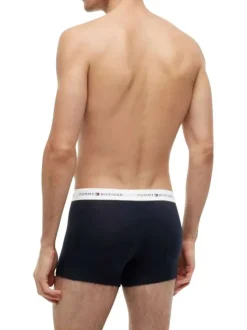 Lot de 3 boxers classiques en coton marine unis pourvus d'une taille élastiquée