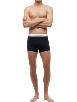 Lot de 3 boxers classiques en coton marine unis pourvus d'une taille élastiquée