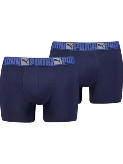Lot de 2 boxers classiques en coton marine unis pourvus d'une taille élastiquée