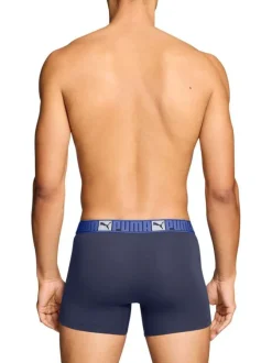 Lot de 2 boxers classiques en coton marine unis pourvus d'une taille élastiquée