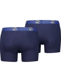 Lot de 2 boxers classiques en coton marine unis pourvus d'une taille élastiquée