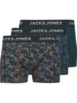 Lot de 3 boxers classiques en coton mélangé marine à motifs et coupe fermée