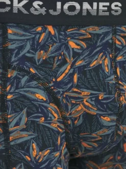 Lot de 3 boxers classiques en coton mélangé marine à motifs et coupe fermée