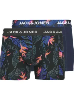 Lot de 2 boxers classiques en coton mélangé noir à coupe fermée avec des motifs