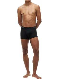 Lot de 3 boxers classiques en coton mélangé noirs unis avec le nom de la marque