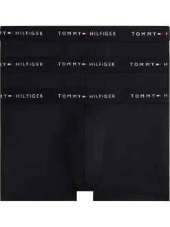 Lot de 3 boxers classiques en coton mélangé noirs unis avec le nom de la marque