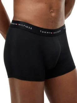 Lot de 3 boxers classiques en coton mélangé noirs unis avec le nom de la marque