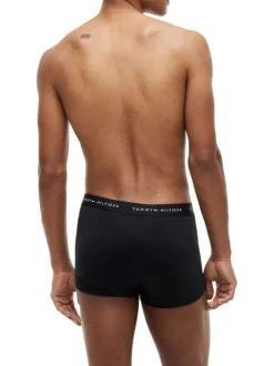 Lot de 3 boxers classiques en coton mélangé noirs unis avec le nom de la marque