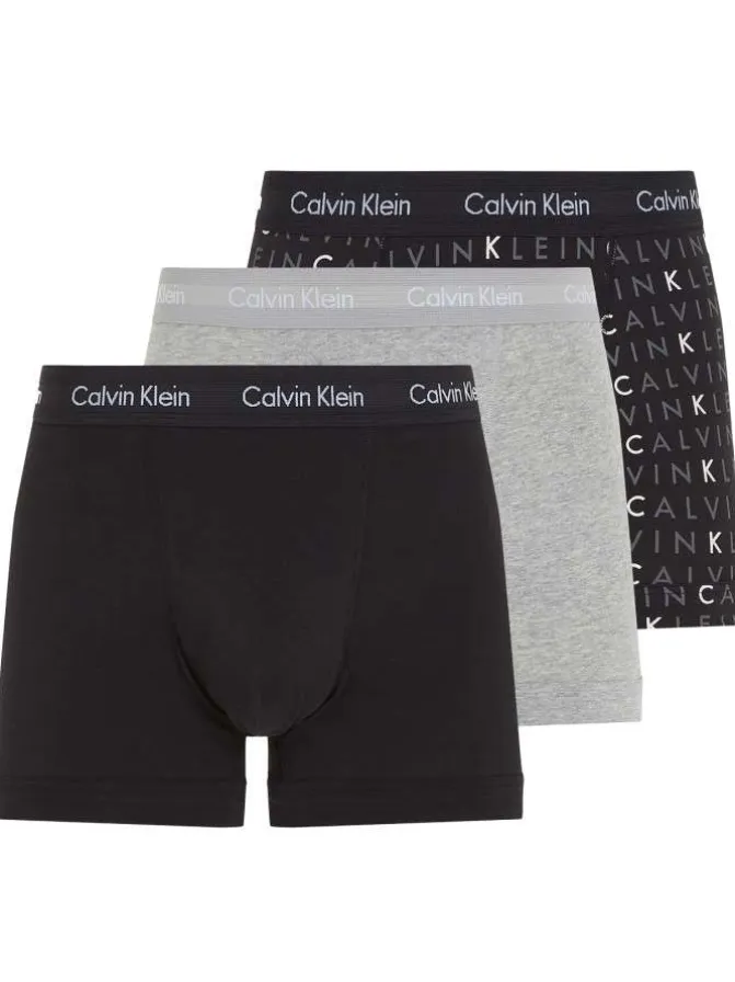 Lot de 3 Boxers classiques en coton multicolores unies avec nom de la marque