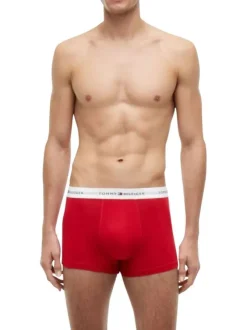 Lot de 3 boxers classiques en coton multicolores unis avec le nom de la marque