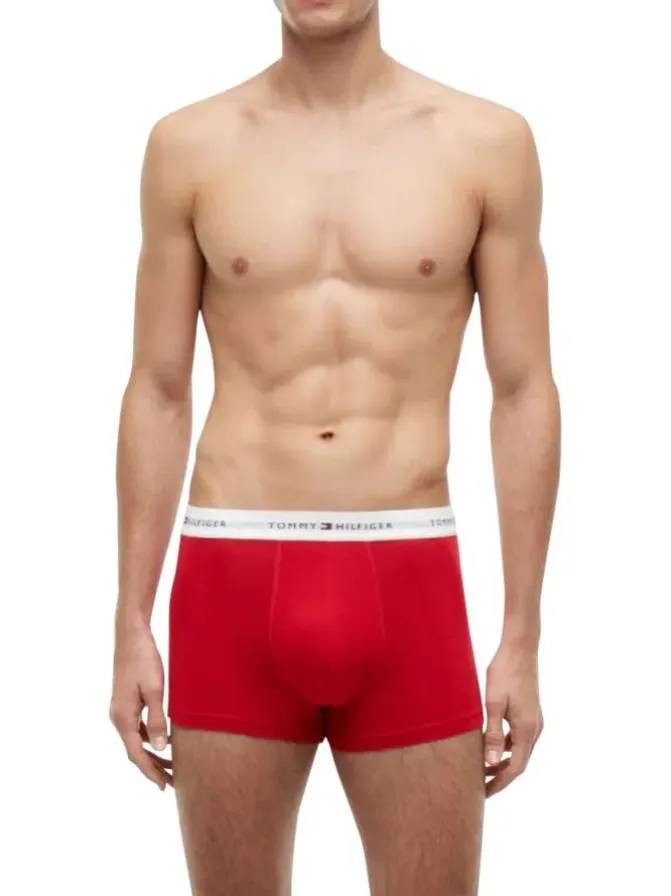 Lot de 3 boxers classiques en coton multicolores unis avec le nom de la marque
