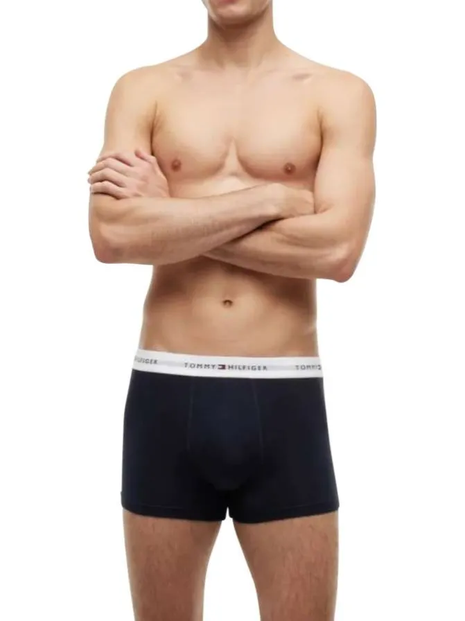 Lot de 3 boxers classiques en coton multicolores unis avec le nom de la marque