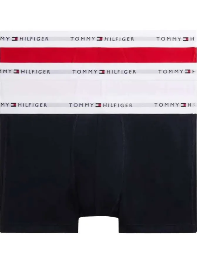 Lot de 3 boxers classiques en coton multicolores unis avec le nom de la marque