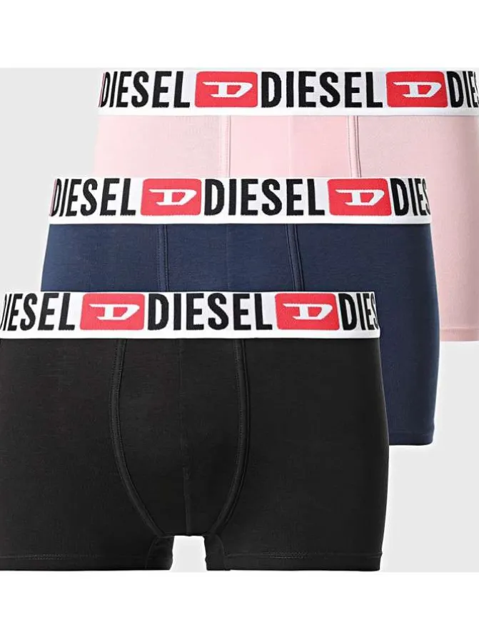 Lot de 3 boxers classiques en coton multicolores unis avec le nom de la marque