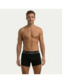 Lot de 2 boxers classiques en coton multicolores unis avec une taille élastiquée