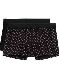 Lot de 2 boxers classiques en coton noir avec un imprimé pâquerette
