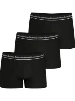 Lot de 3 boxers classiques en coton noirs unis avec le nom de la marque
