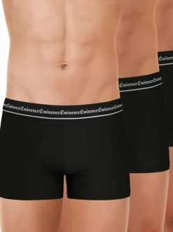 Lot de 3 boxers classiques en coton noirs unis avec le nom de la marque