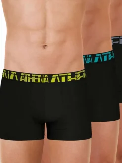 Lot de 3 boxers classiques en coton noirs unis avec le nom de la marque