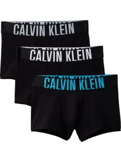 Lot de 3 boxers classiques en coton noirs unis avec le nom de la marque