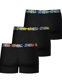 Lot de 3 Boxers classiques en coton noirs unis avec taille élastiquée