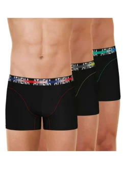 Lot de 3 Boxers classiques en coton noirs unis avec taille élastiquée