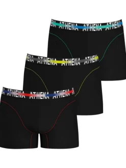 Lot de 3 Boxers classiques en coton noirs unis avec taille élastiquée
