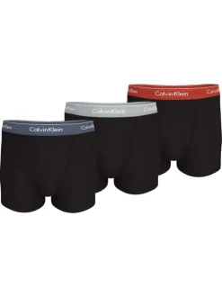 Lot de 3 boxers classiques en coton noirs unis avec tailles élastiquées colorées