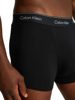 Lot de 3 boxers classiques en coton noirs unis avec une ceinture élastiquée