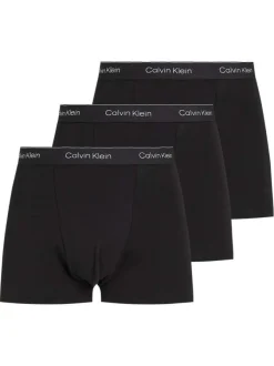 Lot de 3 boxers classiques en coton noirs unis avec une ceinture élastiquée