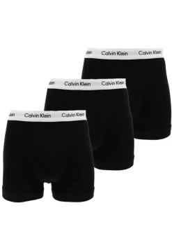 Lot de 3 Boxers classiques en coton noirs unis avec une coupe fermée