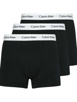 Lot de 3 Boxers classiques en coton noirs unis avec une coupe fermée