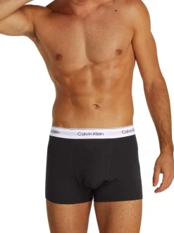 Lot de 3 boxers classiques en coton noirs unis à ceinture élastiquée blanche
