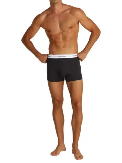 Lot de 3 boxers classiques en coton noirs unis à ceinture élastiquée blanche